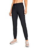 CRZ YOGA Women's Stretch Joggers Sweatpants Drawstring Fitted Cuffed Ankle Athletic Travel Yoga Pants Black X-Large