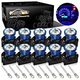 Partsam T10 194 168 LED Dash Instrument Light Bulbs Blue with Twist Lock Socket, Super Bright T10 Instrument Panel Gauge Cluster Dashboard Lights Bulbs 12V 6-2835-SMD LED Chipset, 10Pcs/Set