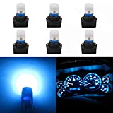 WLJH Ice Blue 194 T10 W5W Led Bulb Light PC195 PC194 PC168 Twist Socket Gauge Instrument Cluster Dashboard Bulbs Dash Lights 12V Extremely Bright,Pack of 6