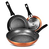 Frying Pan Set Nonstick Skillet Induction Compatible Cookware For Egg, Pancake, Waffle, Omelet, Burger, Fish, Chicken, 8 Inch, 9.5 Inch and 11 Inch
