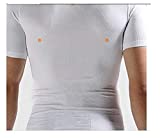 findthem3859 Male Men's Posture Correction V Neck Slimming Shirt Body Sculpting Shaper Short Sleeve (L, White)