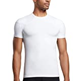 Tommie Copper Men's Pro-Grade Shoulder Support Shirt I UPF 50, Breathable, Short Sleeve Compression Shirt for Upper Body & Posture Support - White - Large
