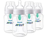 Philips Avent Anti-Colic Baby Bottles with AirFree Vent, 9oz, 4pk, Clear, SCY703/04