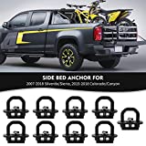 PARTOL Tie Down Anchor Truck Bed Tie Downs Side Wall Hook Rings for 2007-2018 Chevy Silverdo GMC Sierra 2015-2018 Chevrolet Colorado Pickup DZ97903 (9 Pack)