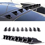 CoscosX 10 Pcs Mini Shark Fin Diffuser Vortex Generator Universal Car Truck SUV Roof Decoration Spoiler Wing Carbon Fiber Car Accessories 2.95inch,Black