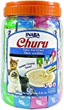 INABA Churu Cat Treats, Grain-Free, Lickable, Squeezable Creamy Purée Cat Treat/Topper with Vitamin E & Taurine, 0.5 Ounces Each Tube, 50 Tubes, Tuna Variety