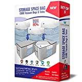 Cube Vacuum Storage Space Bags / Storage Bag Totes with Reusable Cubic Vacuum Compressed Space Saver Bags. Large Capacity Bedroom and Closet Organizing System that Protects Your Comforters, Clothing, Bedding, & More! (X-Jumbo Bundle) (Gray - Set of 5)