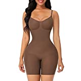 FeelinGirl Full Body Shapewear Tummy Control Waist Trainer Vest Full Body Shaper Postpartum Girdle Jumpsuit Coffee M/L