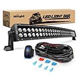 Nilight - ZH410 32Inch 180W Curved LED Light Bar Work Light Spot Flood Combo Offroad Driving Lights with 16AWG Wiring Harness Kit 2 Year Warranty