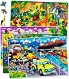 Wooden Puzzles for Kids Ages 4-8 by QUOKKA – 4 Jigsaw Puzzles with 60 Unique Irregular Wood Pieces for 3-5 Years Old - Enjoy Cars Ships and Animals - Gift Toys and Games for Boys and Girl 6-8-10