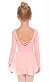 Arshiner Kids Girls Classic Long Sleeve Leotard Dance Ballet Dress, Light Pink, 140 (Age for 6-7Y)