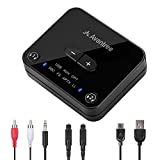 Avantree Audikast Plus Bluetooth 5.0 Transmitter for TV with Volume Control, aptX Low Latency Audio Adapter for 2 Headphones (Optical, AUX, RCA, USB), Class 1 Long Range 100ft - No Receiver Mode