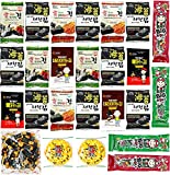 Assorted Asian Seaweed Snack 25 Count Variety Pack, Gim Nori Flavored with Sea Salt, Super Crispy, Kimchi, Teriyaki, Buldak (Spicy Chicken), Wasabi, Tao Kae Noi Premium Healthy Super food