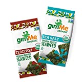 gimMe Organic Roasted Seaweed Sheets - Sea Salt & Teriyaki Variety Pack - 12 Count - Keto, Vegan, Gluten Free - Great Source of Iodine and Omega 3’s - Healthy On-The-Go Snack for Kids & Adults