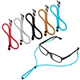 5PCS Premium Leather Eyeglass Straps, LJZspangle Anti-slip Eyeglass Chains Lanyard, Adjustable Eyewear Retainers, Sport Sunglass Retainer Holder Strap for Men and Women, with Free 2 Gifts
