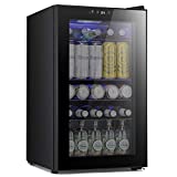 Antarctic Star Beverage Refigerator -100 Can Mini Fridge for Soda Beer or wine,Small Drink Dispenser, For Office or Bar with Adjustable Removable Shelves，2.3 Cu. Ft. Black