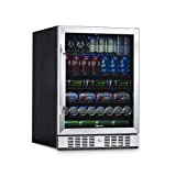 NewAir Beverage Refrigerator Cooler with 177 Can Capacity - Mini Bar Beer Fridge with Reversible Hinge Glass Door - Cools to 34F - ABR-1770 - Stainless Steel