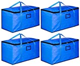 SLEEPING LAMB 110L Extra Large Moving Bags Heavy Duty Reusable Moving Totes Boxes Storage Containers for Clothes Comforters Blankets, Carrying, Travelling, College Dorm Packing, 4 Packs, Blue