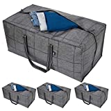 VENO Heavy Duty Extra Large Storage Bag, Moving Bag Tote, Clothes Organizer, For Blanket, Comforter, Bedroom closet, Dorm Room Essentials, Moving Supplies, Clothes Storage, Recycled Materials (BLK Windowpane - Set of 4)