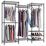 VIPEK V5 Portable Closet Wardrobe Heavy Duty Clothes Rack, Freestanding Clothing Rack with 4 Hang Rods & 8 Shelves, Adjustable Custom Closet Rack, 69.9" L x 18" W x 70.9" H, Max Load 800LBS, Black