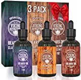 Beard Oil Conditioner 3 Pack - All Natural Variety Set - Sandalwood, Pine & Cedar, Clary Sage Conditioning and Moisturizing for a Healthy Beard by Viking Revolution