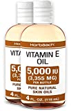 Vitamin E Oil | 5000 IU | 8 oz (2 x 4oz) Value Pack | for Skin, Hair & Face | Vegetarian, Non-GMO, and Gluten Free Formula | by Horbaach