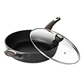 Sensarte Nonstick Skillet,Deep Frying Pan with Glass Lid,Cooking Pan with Soft Bakelite Handle, Saute Pan Chef's pan Omelet Pans for All Stove Tops,Healthy and Safe Cookware,PFOA Free (12 Inch)