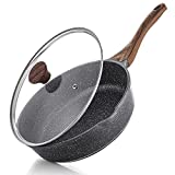 SENSARTE Nonstick Deep Frying Pan Skillet, 11-inch Saute Pan with Lid, Stay-cool Handle, Chef Pan Healthy Stone Cookware Cooking Pan, Induction Compatible, PFOA Free