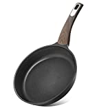 SENSARTE Nonstick Frying Pan Skillet Omelette Pan Cooking Pan with Woodgrain Handle ,Saute Pan Egg pan Chef's Pans Stir Fry Pans for All Stove Tops,Healthy and Safe Cookware,PFOA Free,Black (8 Inch)