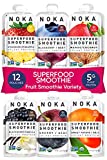 NOKA Superfood Smoothie Pouches (Variety) 12 Pack, 100% Organic Healthy Fruit And Veggie Squeeze Snack Packs, Meal Replacement, Non GMO, Gluten Free, Vegan, 5g Plant Protein, 4.2oz Ea (Packaging May Vary)