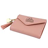 Womens Wallets Personalized Leather Wallet for Ladies Small Compact Card Holder Girls PU Leather Mini Wallet Custom Small Purse Wallet for Friends, Sister -Pink