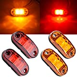 4Pcs 2 LED Side Marker Light 2.5" Oval Trailer Truck Fender Light Surface Mount Little Boat Marine Led Lights RV Camper Accessories, IP67 Waterproof DOT Certified [2 Amber and 2 Red, 12V]