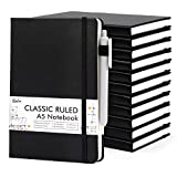 12 Pack Notebooks Journals with 12 Black Pens, Feela Hardcover Journal Notebook Bulk College Ruled Black Journal with Pen Holder for Office School Supplies Business, 120 GSM, 5.1”x8.3”