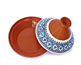 Kamsah Hand Made and Hand Painted Tagine Pot | Moroccan Ceramic Pots For Cooking and Stew Casserole Slow Cooker (Medium, Turquoise)