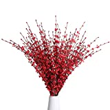 yinhua 10 Pcs 29.5" Long of Jasmine Artificial Flowers Faux Jasmine Fake Flower for Wedding DIY Floral Art Plant Home Office Party Decoration (Red)