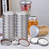 Mlesi 100 Pcs Regular Mouth Canning Lids and Canning Rings,Metal Mason Jar Lids Leak Proof Split-type Lids with Silicone Seals Rings,Secure Sealing for Canning Jar Lids,70mm