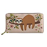 FOR U DESIGNS Women Sloth Print Long Wallet Zipper Closure Card Zippered Coin Pouch