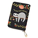 Horeset RFID Credit Card Holder Protector Wolf Animal Patterns ID Card Window Security Travel Wallet PU Leather (Sloth 1)