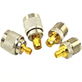 onelinkmore SMA-UHF RF Connectors Kit SMA to UHF PL259 SO239 4 Type Set SMA Jack/Plug to UHF Nickel Gold Plated Test Converter Pack of 4 …