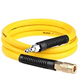 Hromee Hybrid Lead-in Air Hose 3/8 Inch x 6FT with 1/4"NPT Quick Coupler and Plug 300PSI Yellow Whip Compressor Hose Short