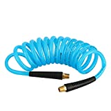 WYNNsky 1/4''×10ft Recoil PU Air Hose, Air Compressor Hose with Swivel Fittings and Bend Restrictors
