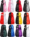 12 Pieces Silky Durag Two Tone Pirate Cap Long Tail Headwraps for Men and Women Silky Durag Hip-Hop Rapper Doo Rag Sleep Hat, 12 Colors