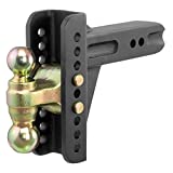 CURT 45902 Adjustable Trailer Hitch Ball Mount, 2-1/2-Inch Receiver, 6-Inch Drop, 2 and 2-5/16-Inch Balls, 20,000 lbs , Black