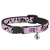 Cat Collar Breakaway Minnie Mouse Expressions Polka Dot Pink White 8 to 12 Inches 0.5 Inch Wide