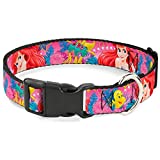 Buckle-Down Plastic Clip Collar - Ariel/Flounder/Fish Trio Poses Pinks - 1" Wide - Fits 15-26" Neck - Large