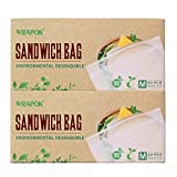 WRAPOK 100% Biodegradable Sandwich Bags Compostable Small Storage Freezer Bag for School or Work, 100 Count