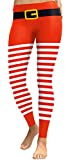 For G and PL Xmas Women Ugly Santa Striped Stretchy Legging Red & White Funny Stripes L