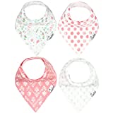 Baby Bandana Drool Bibs for Drooling and Teething 4 Pack Gift Set “Claire Set” by Copper Pearl