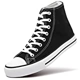 ZGR Womens Fashion Canvas Sneaker Low Cut Lace ups Casual Shoes (8 B(M) US, High-Top Black)