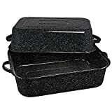 Granite Ware 25 lb. Capacity 19.5 in. Covered Rectangular Roaster, Speckled Black Enamel on Steel